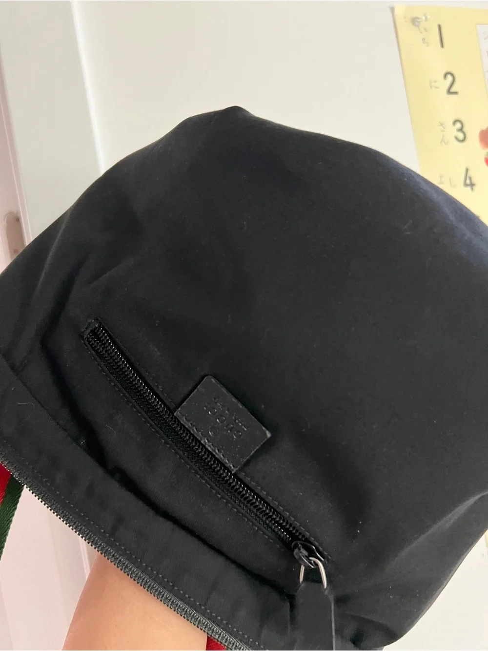 Gucci Black GG Canvas Tote with Green and Red Web Straps